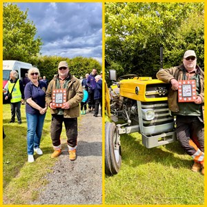 President Sam Varrall presented the drivers choice trophy to Simon Newton from Cromwell, Nottinghamshire for his 1976 Massey Ferguson 20-135