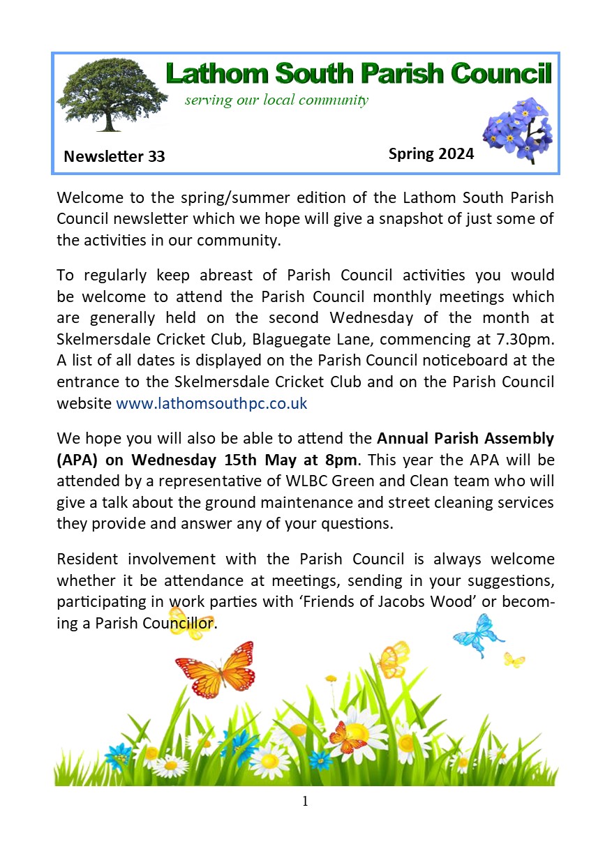 Spring 2024 Newsletter page 1
