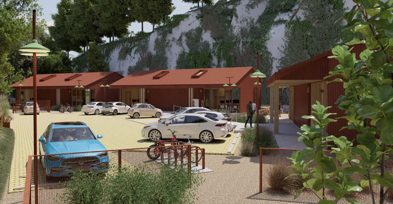 Commercial Units (left) Community Building (R)