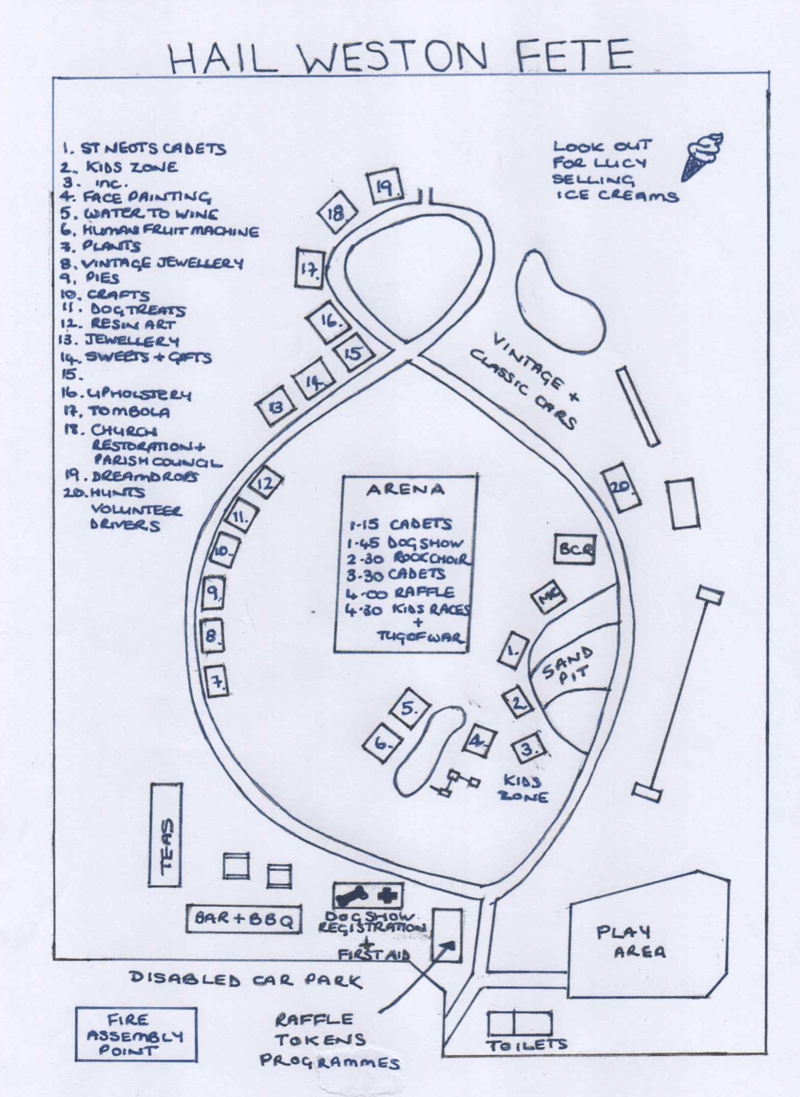 Fete Plan for the Hail Weston Playing Fields