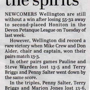 Wellington Petanque Club Press cuttings archive