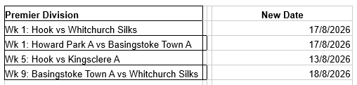 Basingstoke & District Bowling Association TL Premier Division 2026