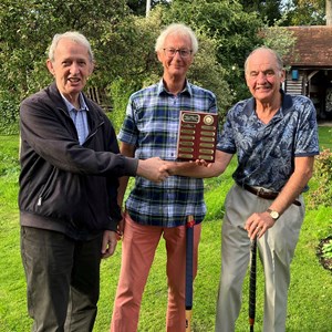 Terry Boulain Presenting the Mens Croquet Award to Charles Payne & John Saunsbury