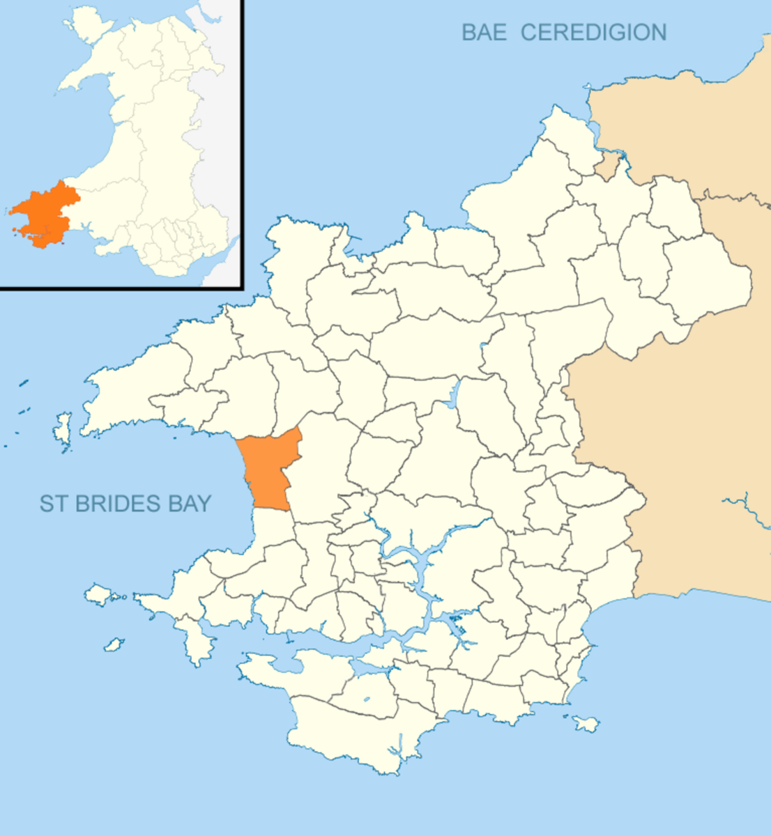 Location map of the community of Nolton and Roch in Pembrokeshire