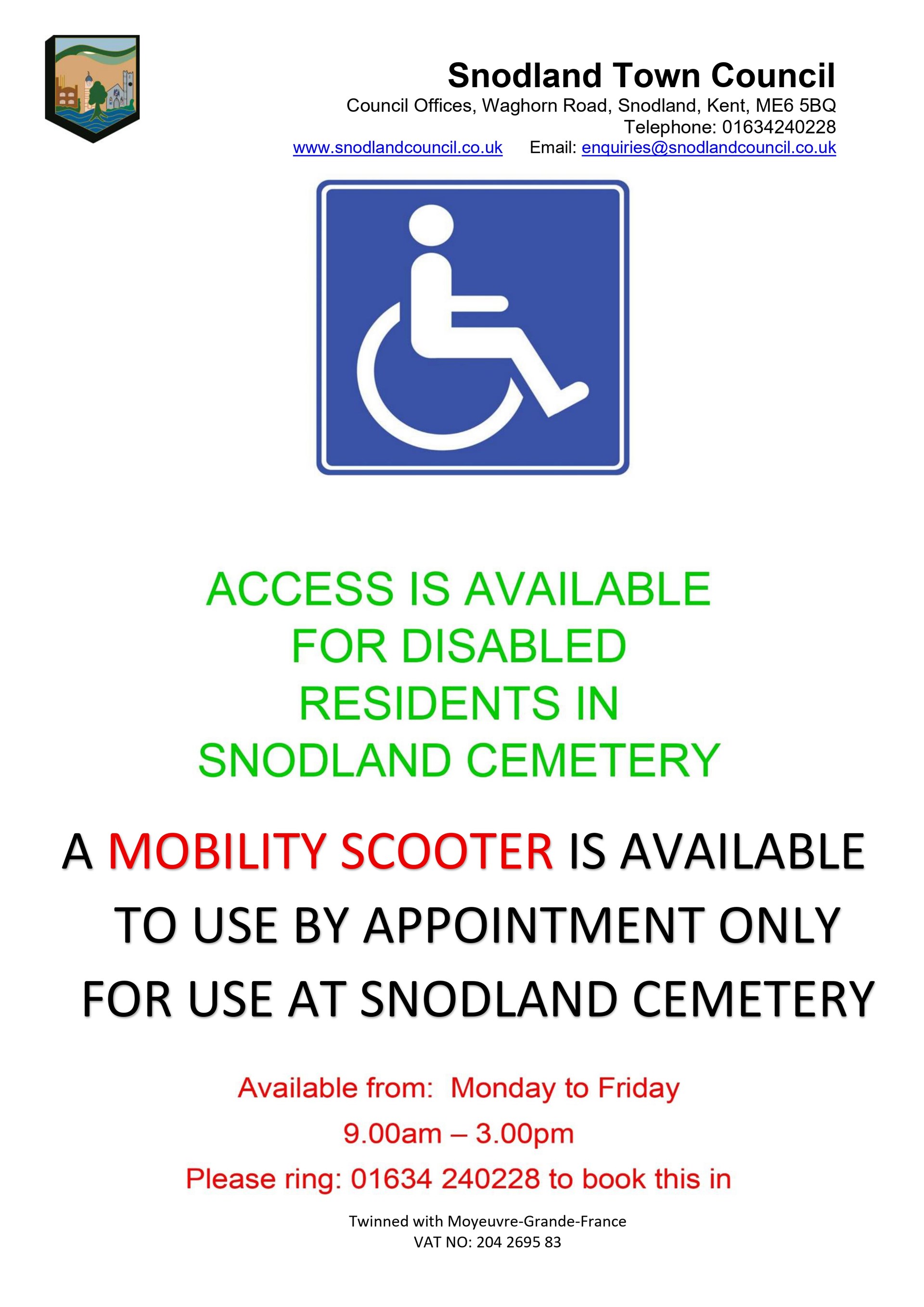 Access is Available for disabled residents in Snodland Cemetery