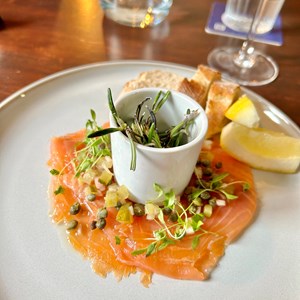 Smoked Salmon with Capers, Shallots, Lemon & Artisan Bread