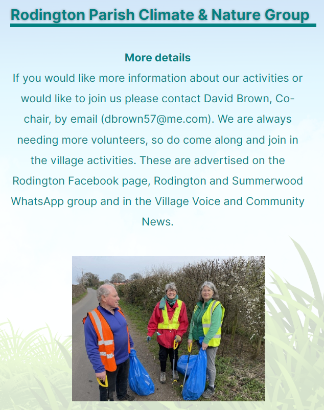 Rodington Parish Council Climate and Nature