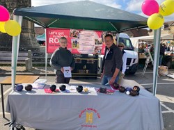 Promoting the bowling club at Helmsley market