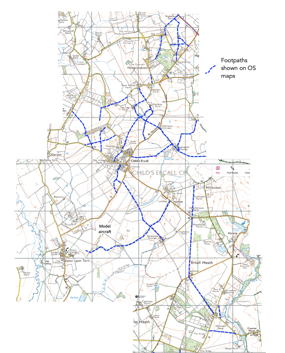 OS Map - Footpaths in Childs Ercall