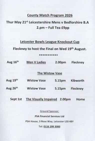Hart of Fleckney Bowls Club Other Fixtures