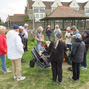 Bridgwater and Weston players enjoy a picnic after the game.