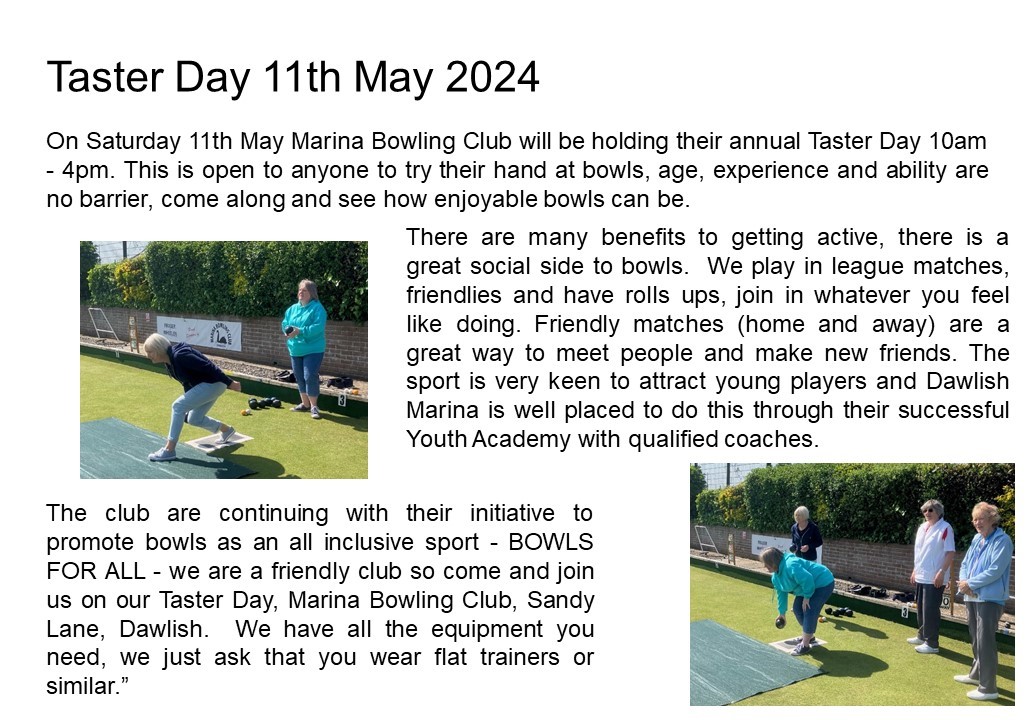 Marina Bowling Club Dawlish Press Items 2024