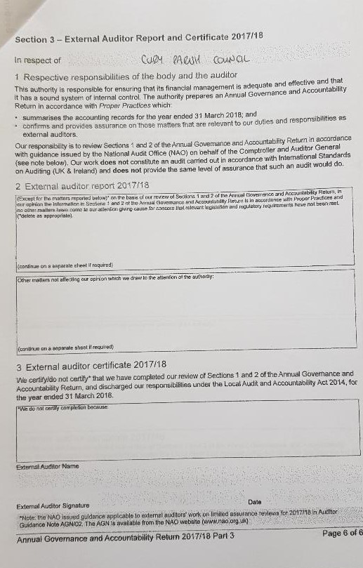 Page 1 of the External Audit Review