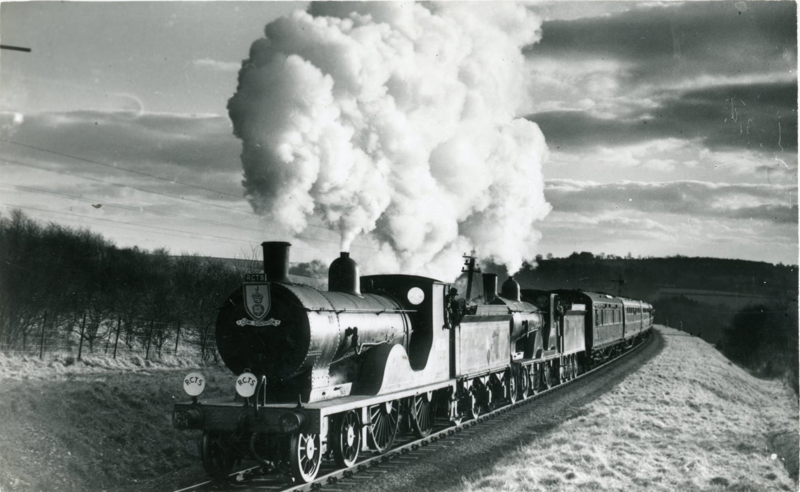 The RCTS Special 6 Feb 1955 - the Hampshireman. The train has left West Meon and is climbing to Privett Tunnel.