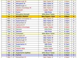 Cricklade Bowls Club Fixtures card for 2026 season