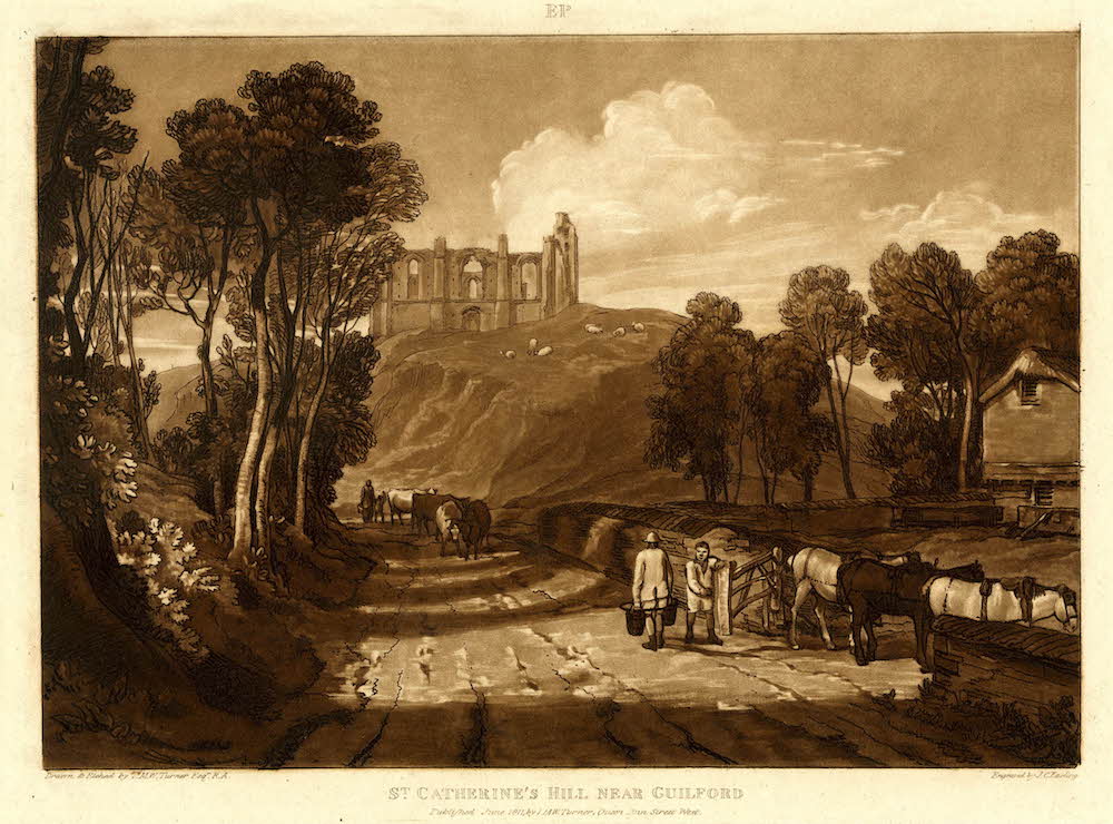 An etching of the hill looking from the south by J M W Turner.