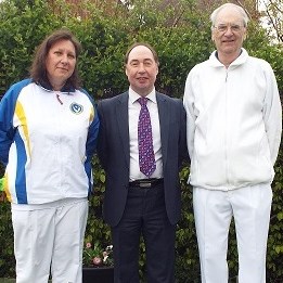 Club sponsor Simon Musgrave welcomed to the Club open day by President Ann Courtenay Smith & Secretary Terry Biggadike