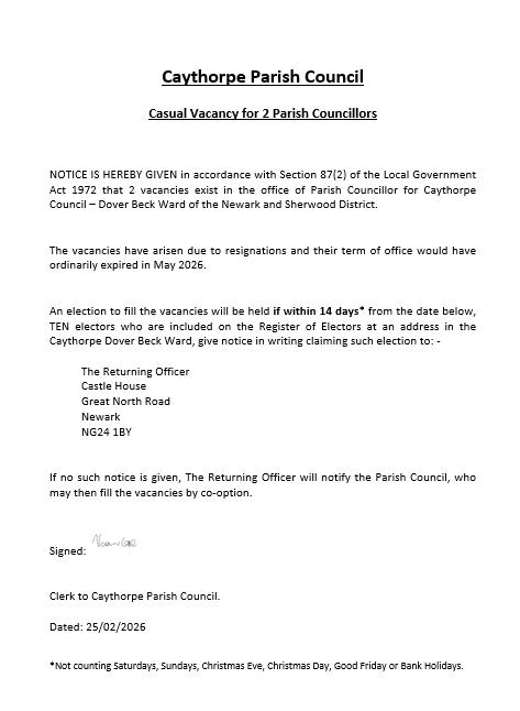 Councillor vacancy notice