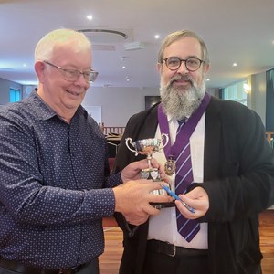 Roger May collecting Runner-Up of Mens Championship - Bob Read