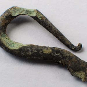 Hook or earring? Made of copper so possibly the latter.