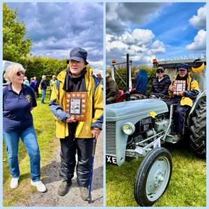 President Sam Varrall presented the award for oldest Tractor run to Jim Padley for his 1947 Grey Fergie