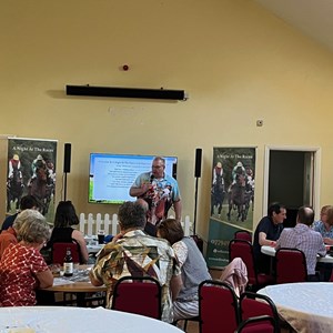 Attendees enjoying the 2025 race night fundraising event at Knockin Village Hall (May 2025)