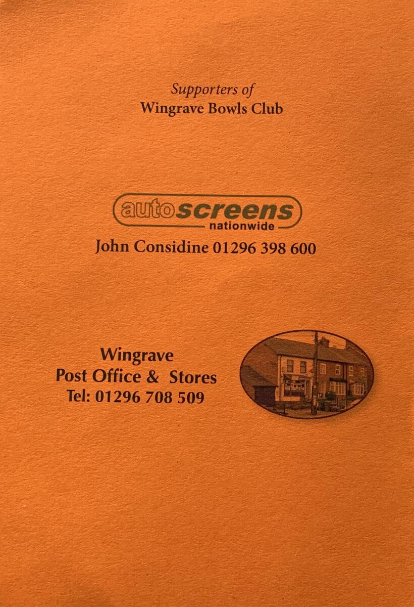 Wingrave Bowls Club Club Sponsors