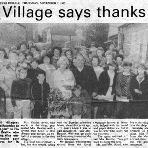 1985 Dick & Flo Beattie Retire from the Village Shop - Bucks Herald