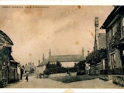 Great Coxwell near Farringdon (sic) - Chapel House and the Chapel on the right, Clayton Villa on the left. Warrene House straight on.