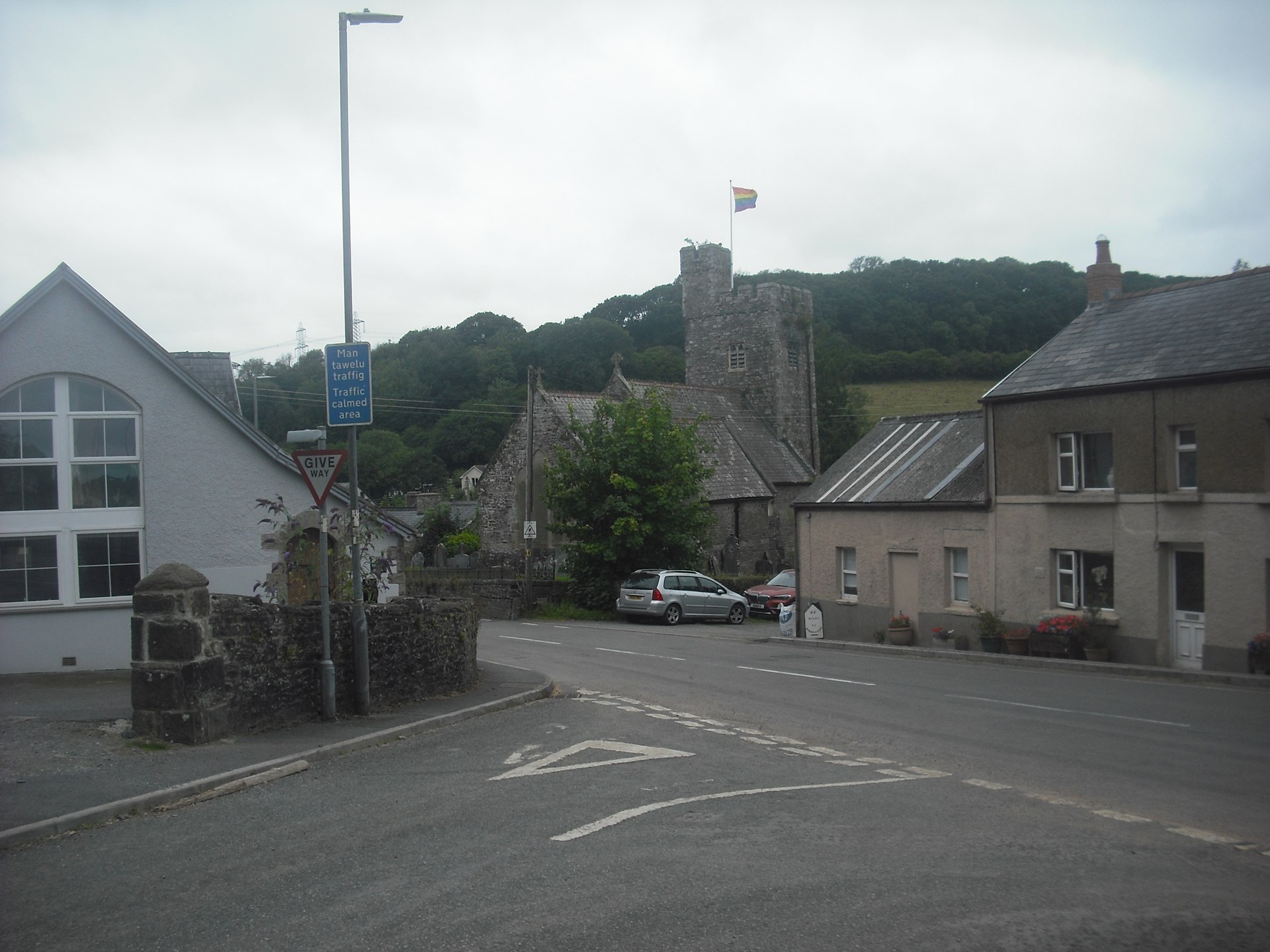 Llanddowror village centre including St Teilo's Church