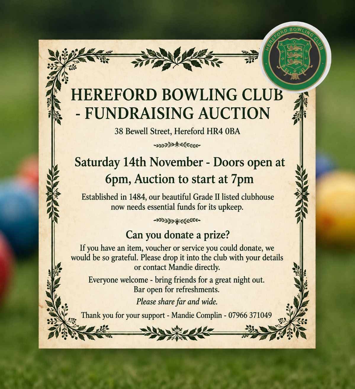 Hereford Bowling Club Events