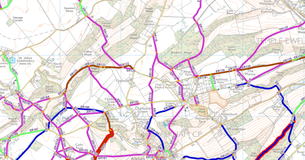 Kcc Public Rights Of Way Map Public Rights Of Way - Alkham Parish Council Alkham, Dover, Kent - Alkham  Parish Council, Alkham, Dover