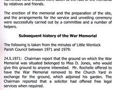 Little Wenlock Parish Council War Memorial Booklet