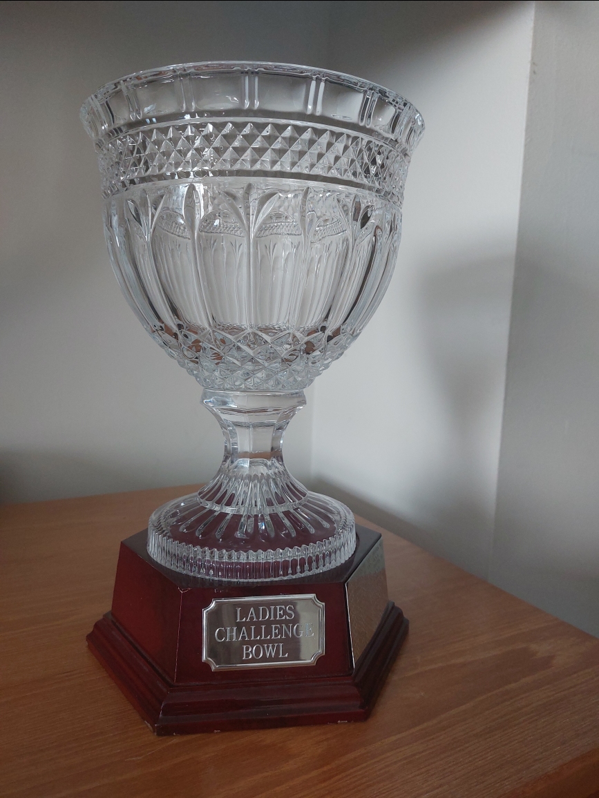 The glassware trophy donated by Dawn Hutchison