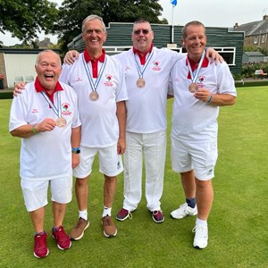 Paul Hurren and team. Winners of a bronze medal at the International Deaf Bowls Championship 2023