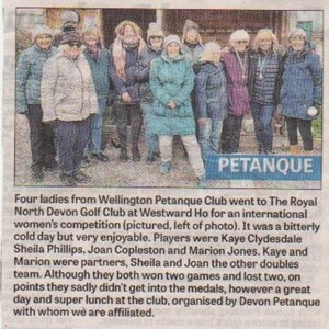 Wellington Petanque Club Press cuttings archive