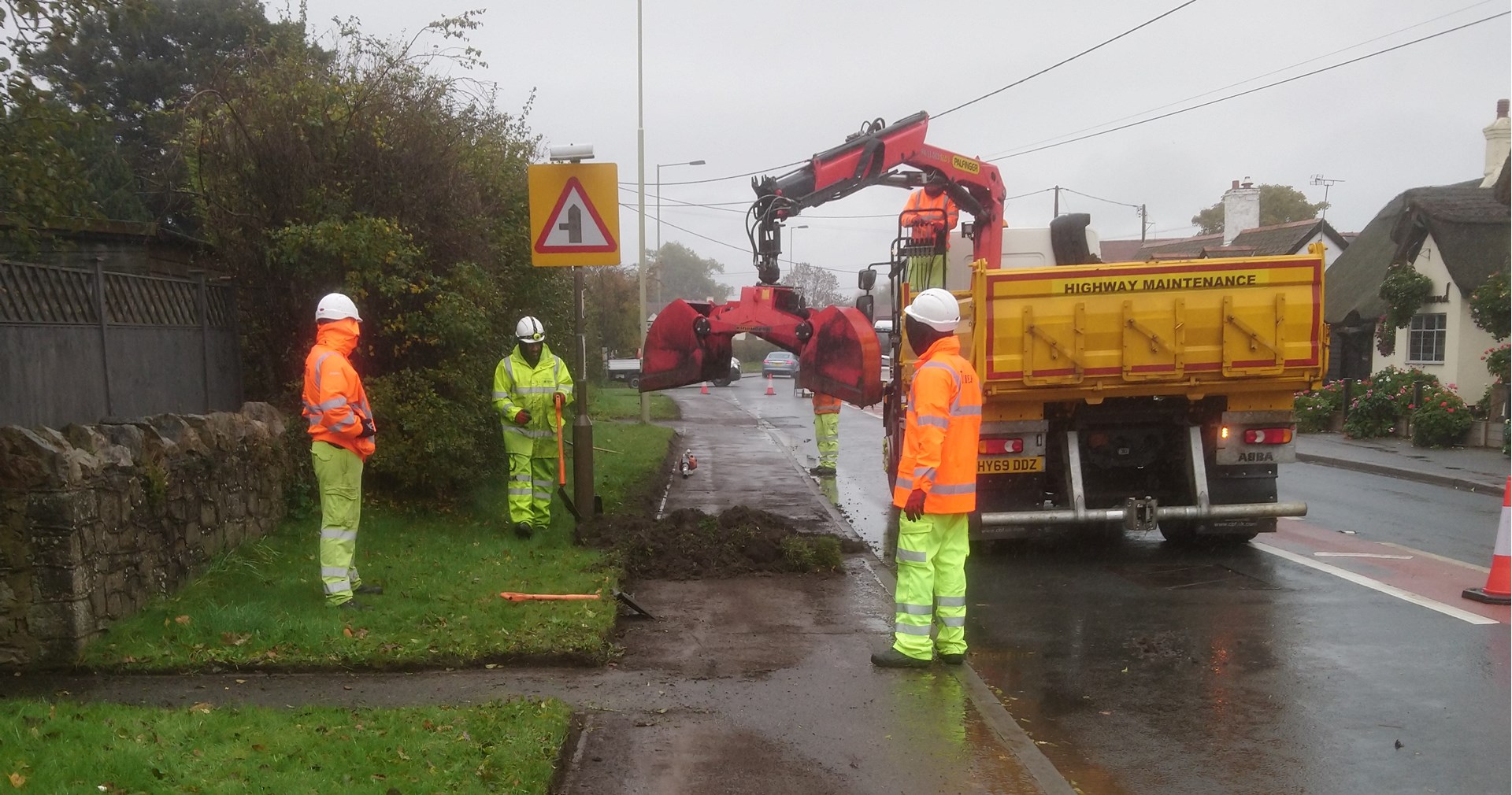 October: Highways spend 3 days clearing footpaths through Leebotwood on the A49