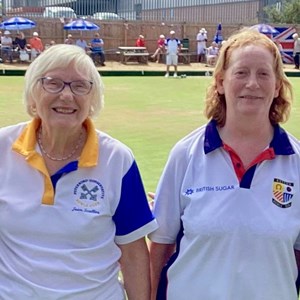 Northants Finals - 24 July: From the left Liz Hext and Jean Scallon (Burrows Court BC) Elaine Upton and Helen Tilley (Ketton)