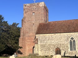 The brick tower, rebuilt by 1777 after the stone tower was struck by lightning