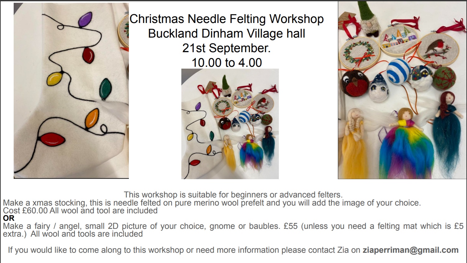 Buckland Dinham Christmas Needle Felting Workshop