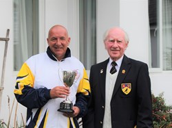 Novice Cup winner Paul Hubert with President John Newland