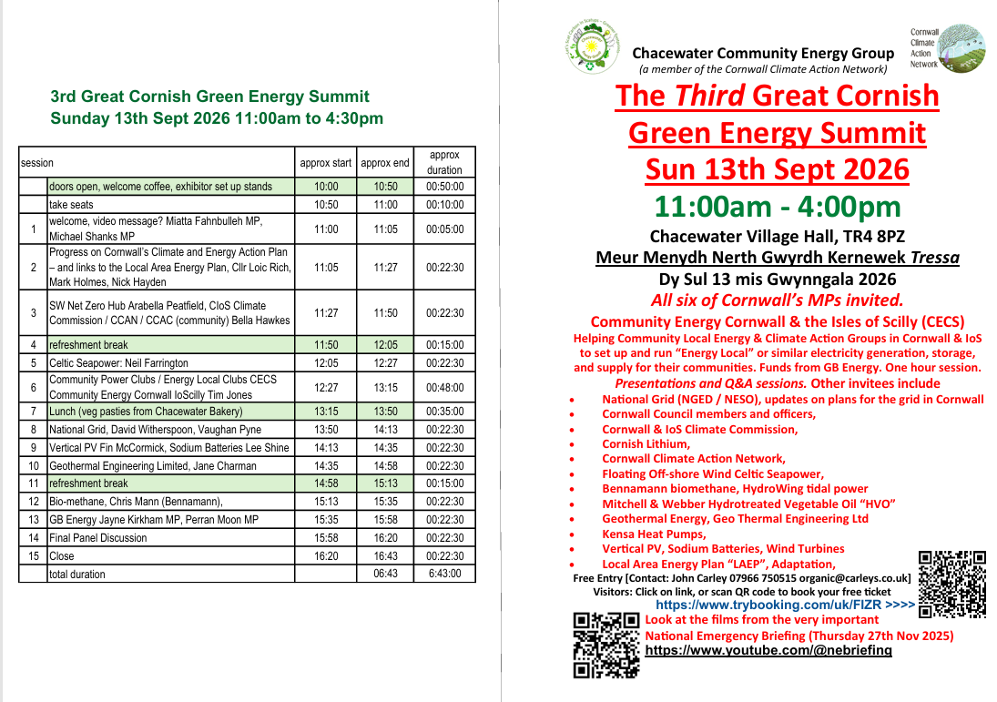 3rd Great Cornish Green Energy Summit