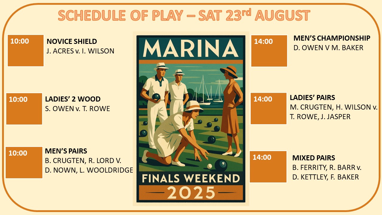 Marina Bowling Club Dawlish Finals Day Schedule