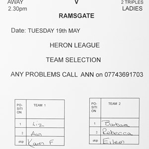 Boughton-Under-Blean Bowls Club Team selections