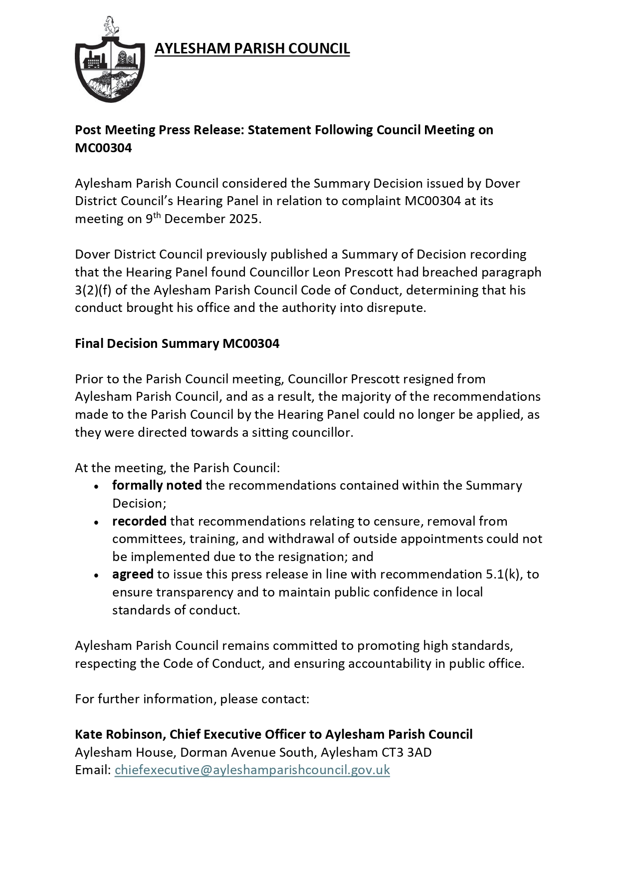 Aylesham Parish Council Home