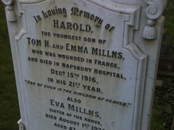 Pte Harold Millns' grave, All Saints, Collingham
