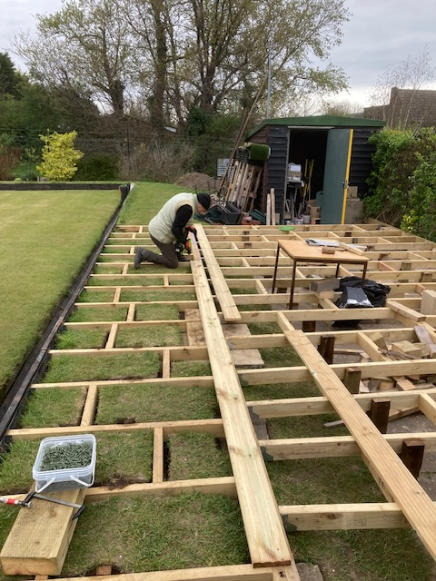 At last - decking board going in.  The first of the many! 1.4.26