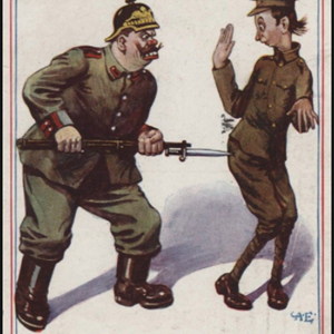 Contemporary postcard showing COs as cowardly and effeminate