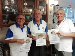 Never too old to win a Hot Shot, from left to right, Mike Amura, Norman Tilley 99 years young and Nelson Hamilton