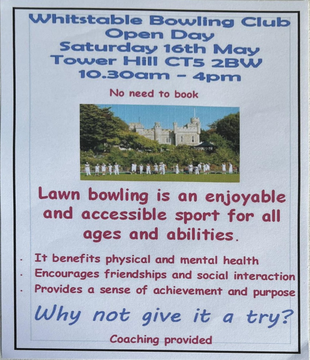 Open Day, Saturday 16th May 2026
